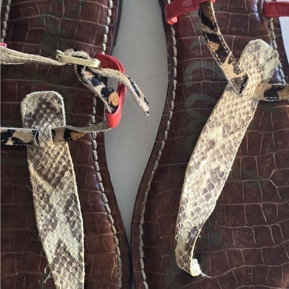 Sam Edelman Sandal Women 8/8.5 Gigi Mixed Animal Print Leather Cheetah Summer - Picture 7 of 10